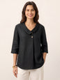 OTTILIE Asymmetric Collar Inverted Pleat Top