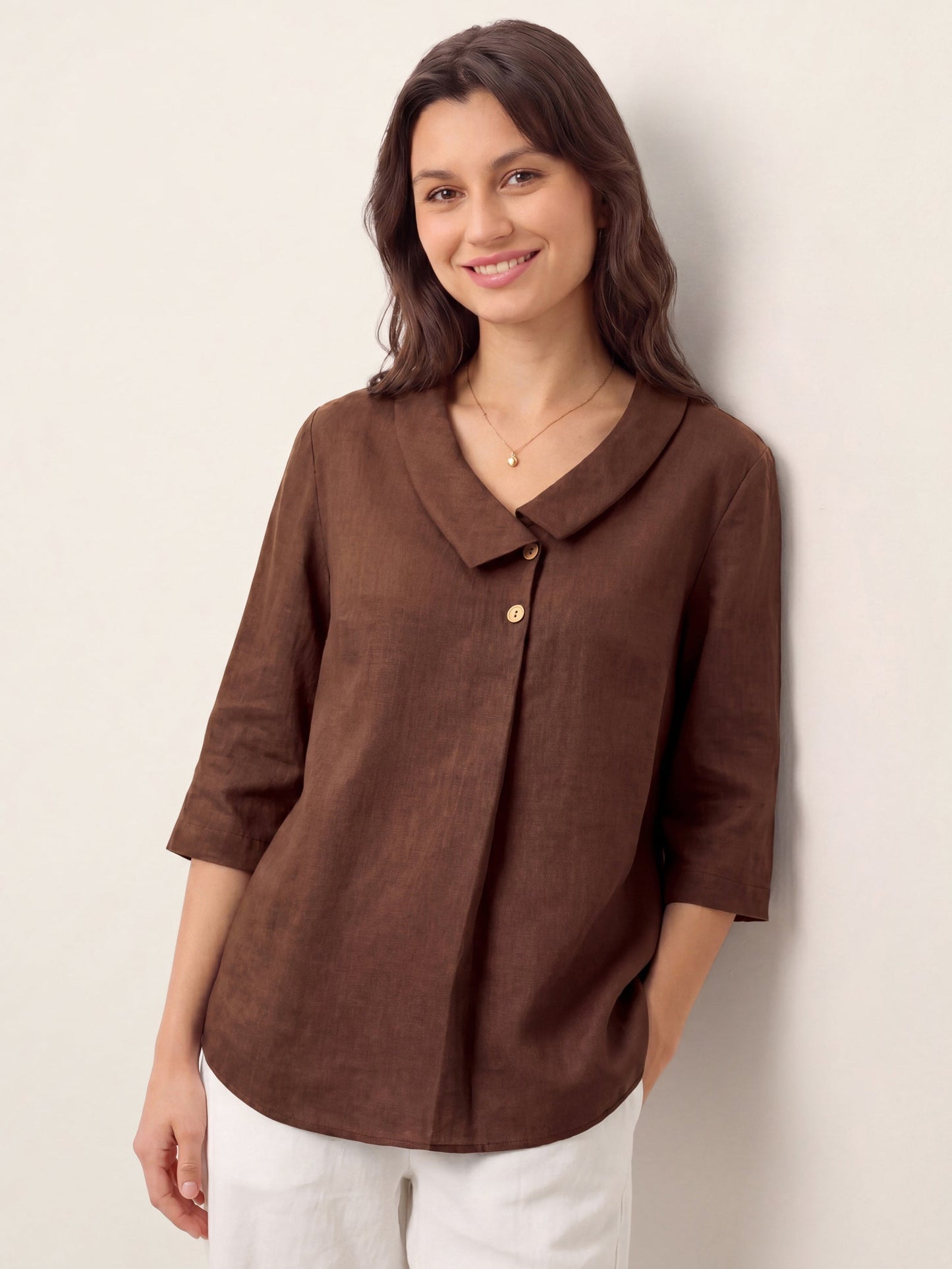 OTTILIE Asymmetric Collar Inverted Pleat Top
