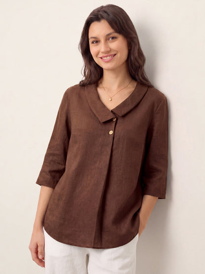 OTTILIE Asymmetric Collar Inverted Pleat Top