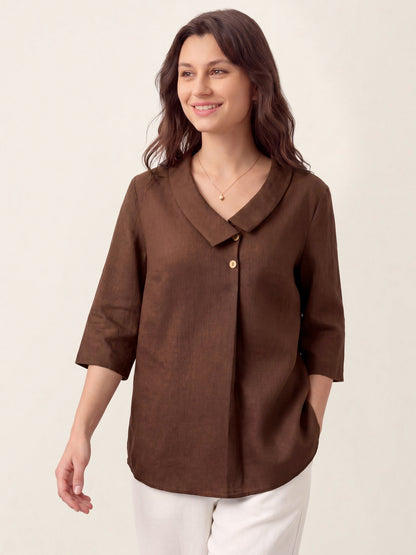 OTTILIE Asymmetric Collar Inverted Pleat Top