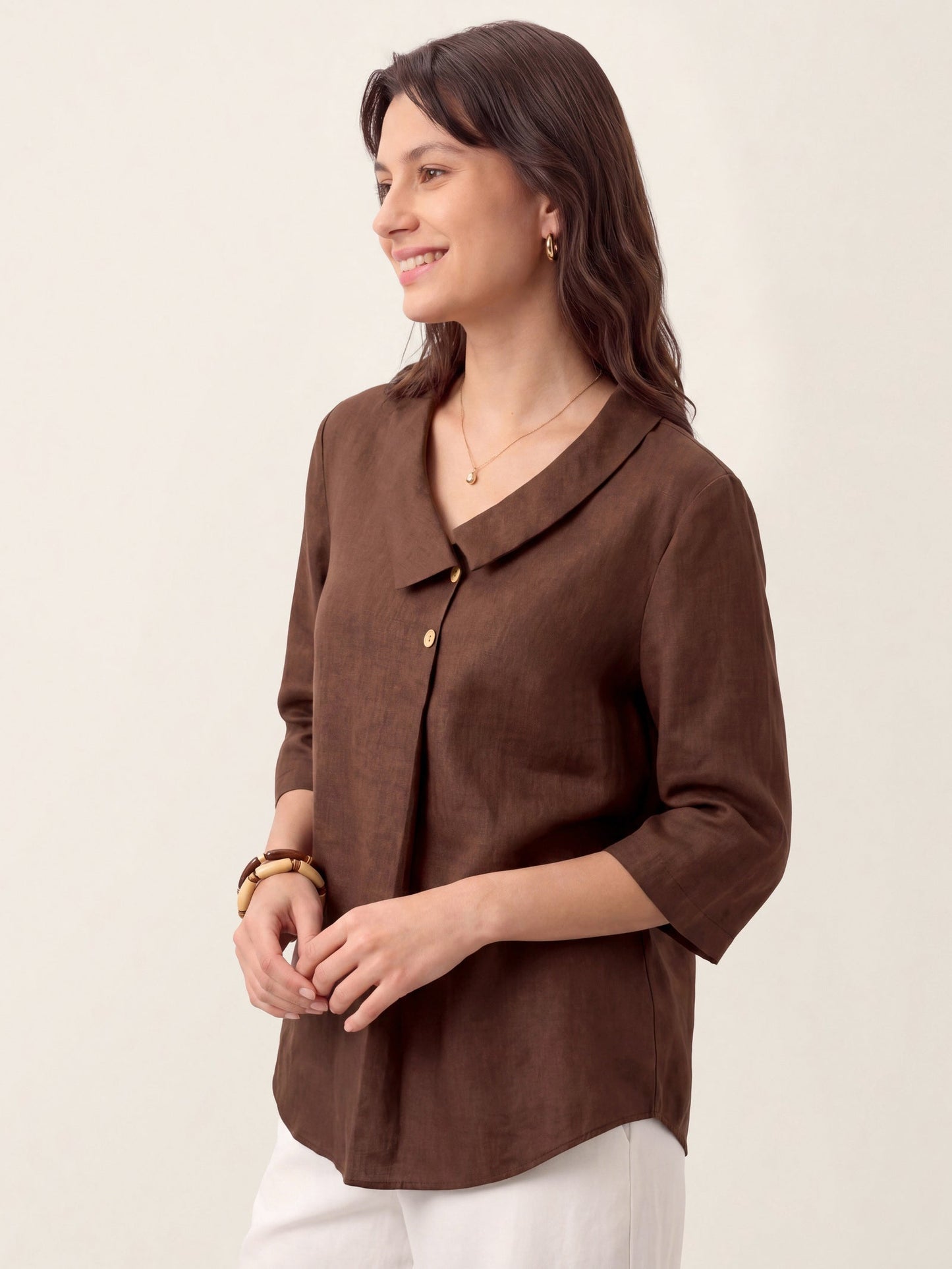 OTTILIE Asymmetric Collar Inverted Pleat Top