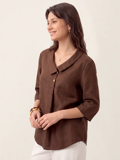 OTTILIE Asymmetric Collar Inverted Pleat Top