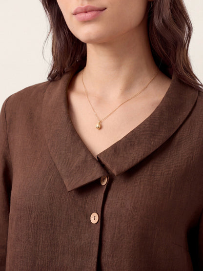 OTTILIE Asymmetric Collar Inverted Pleat Top