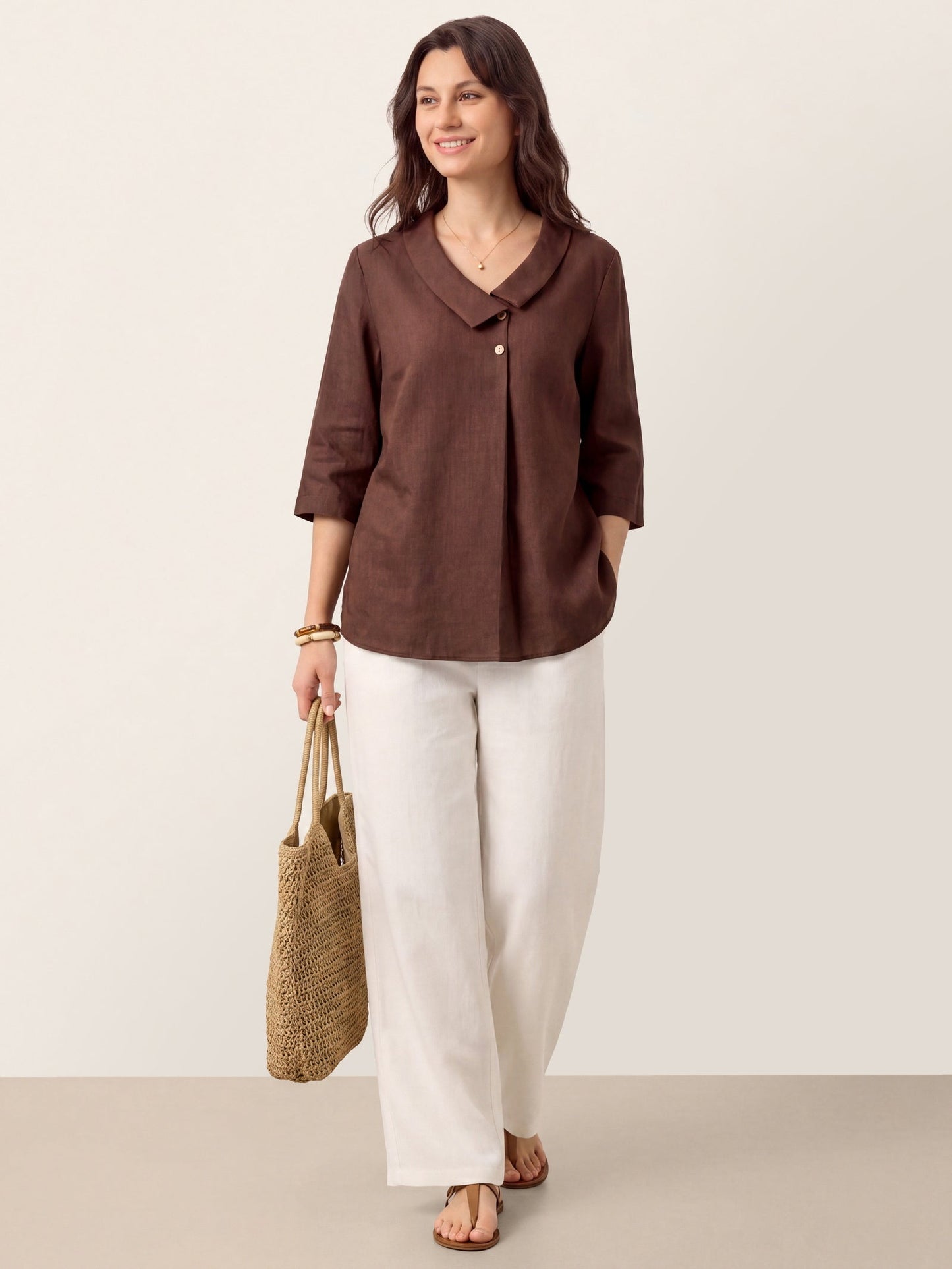 OTTILIE Asymmetric Collar Inverted Pleat Top