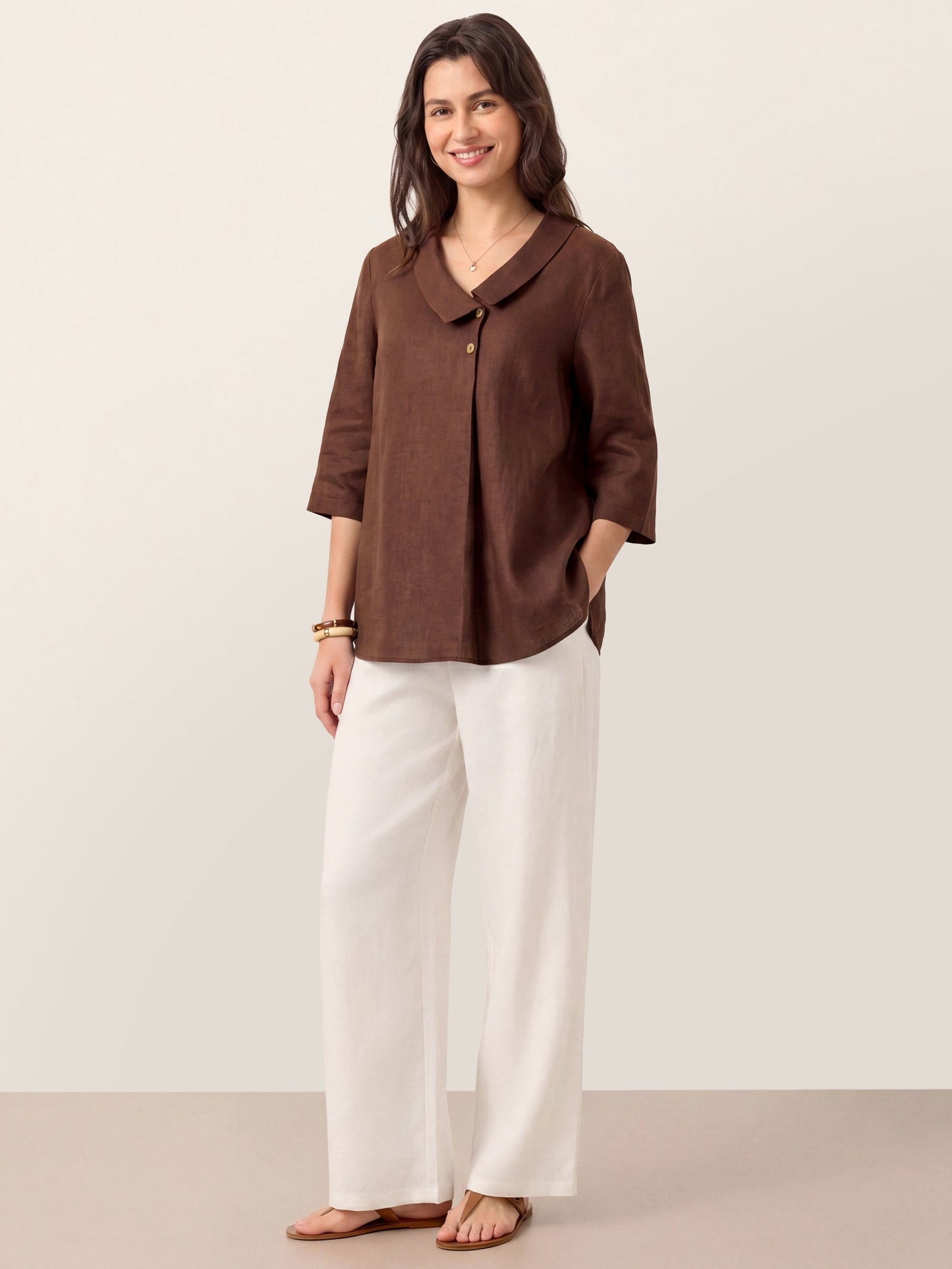 OTTILIE Asymmetric Collar Inverted Pleat Top