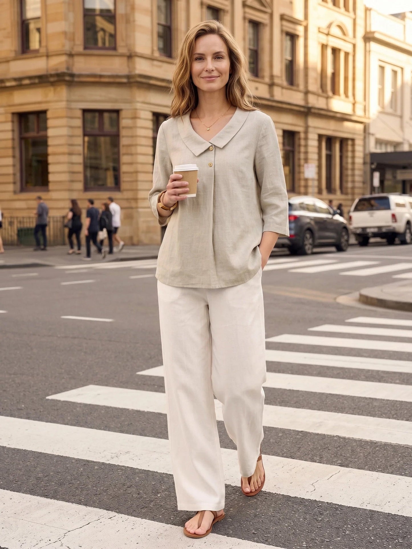 OTTILIE Asymmetric Collar Inverted Pleat Top