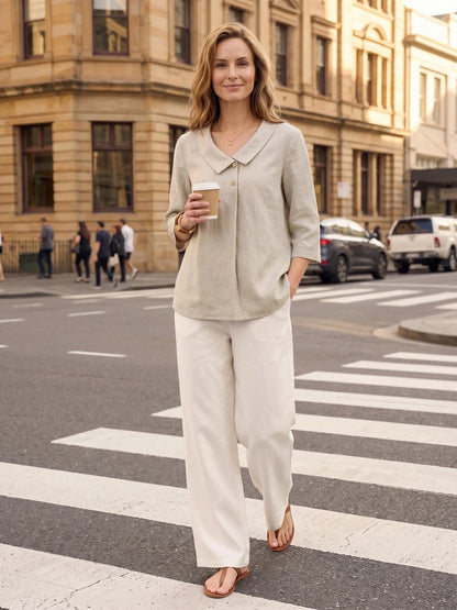 OTTILIE Asymmetric Collar Inverted Pleat Top