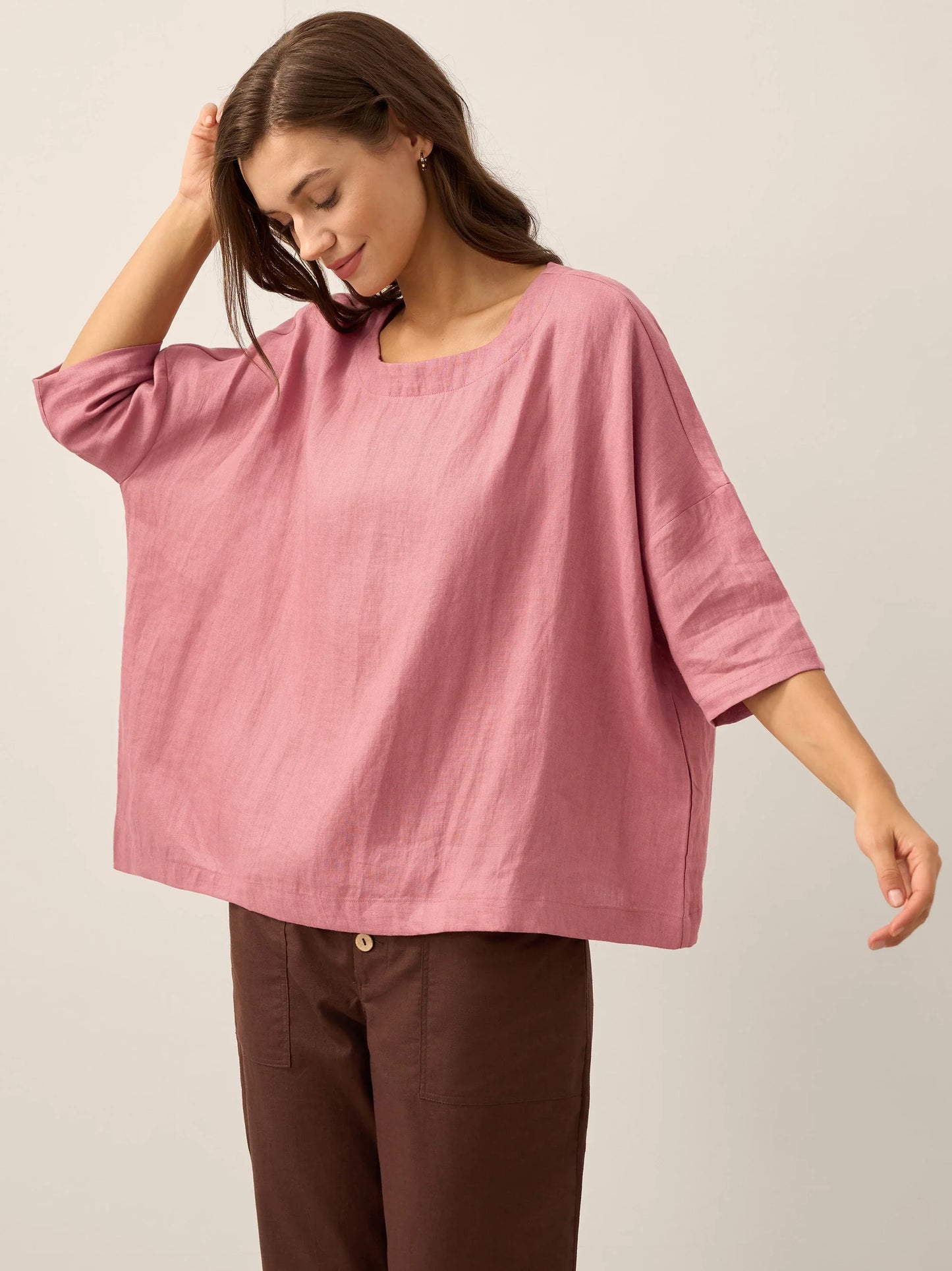 AURORA Boatneck 3/4 Length Sleeve Top