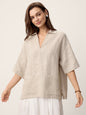 BRENNA Camp-Collar Patch-Pocket Top