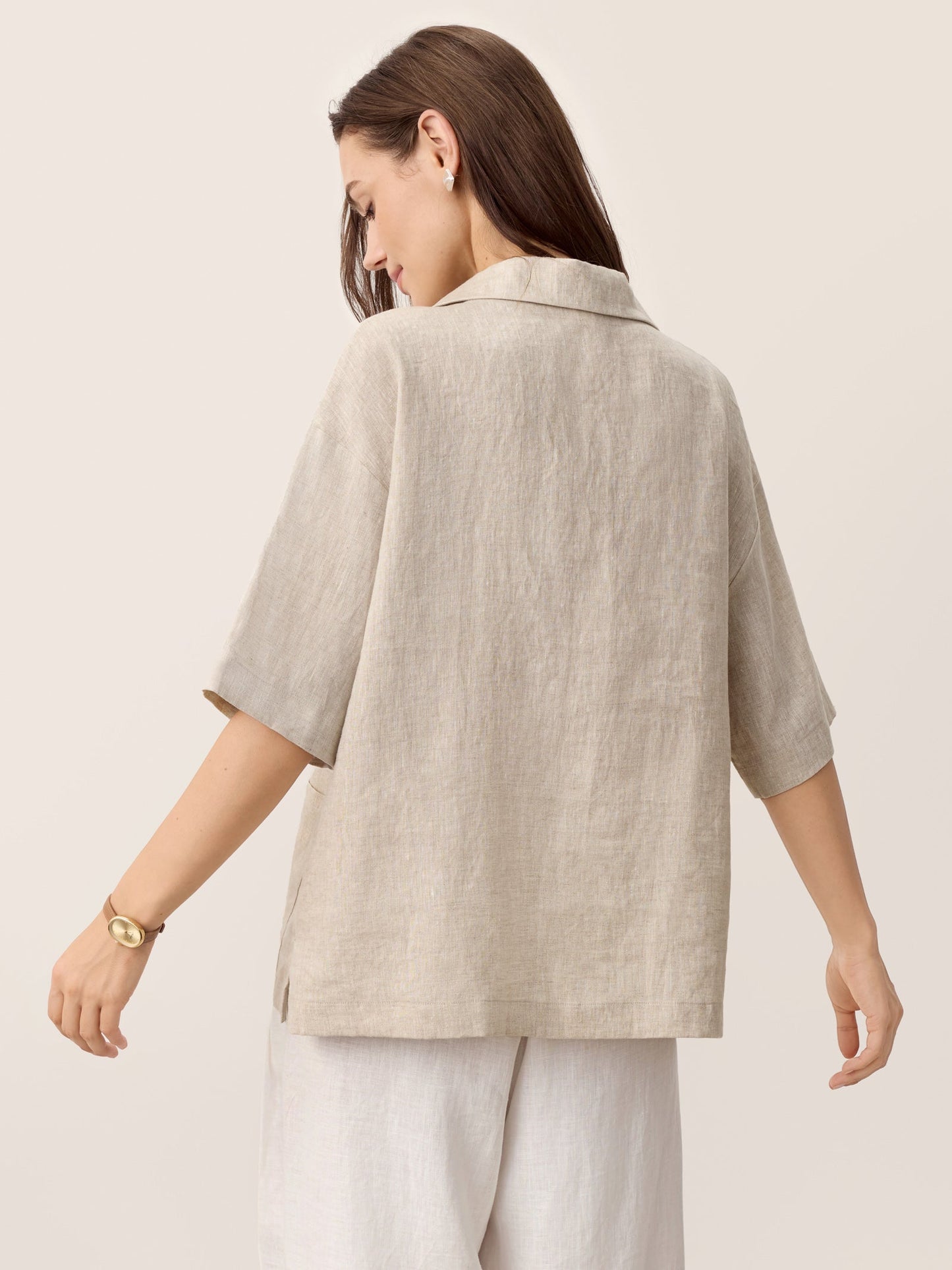 BRENNA Camp-Collar Patch-Pocket Top