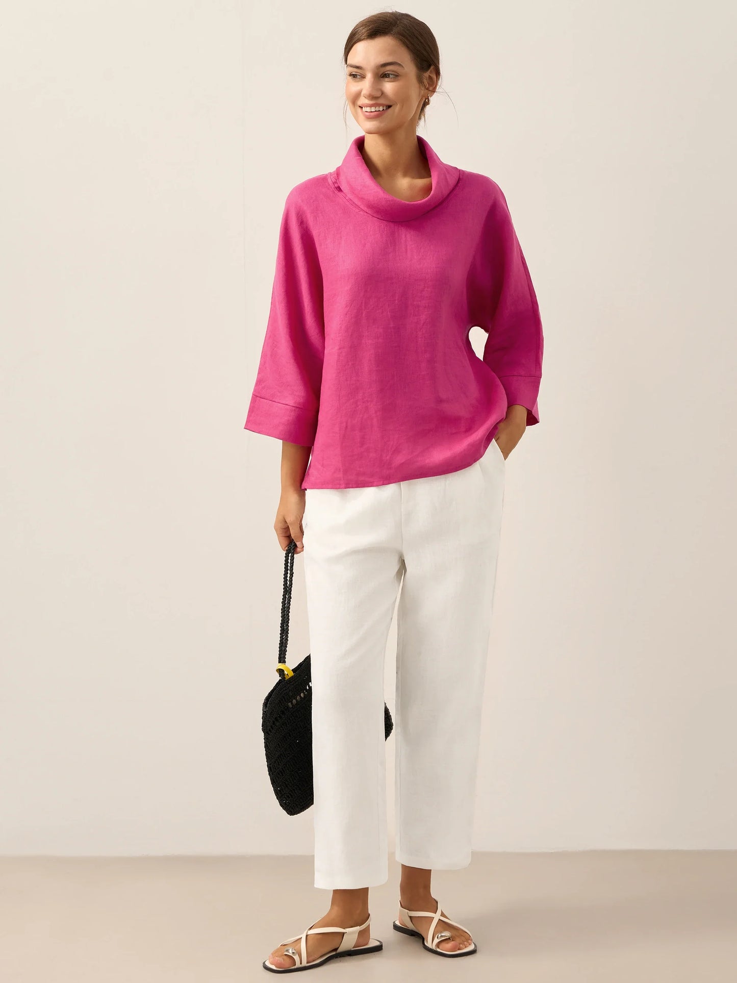 TRISTAN Dropped Collar Long-Sleeve Top