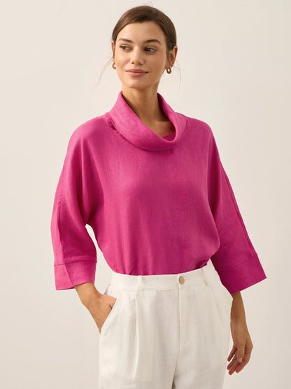 TRISTAN Dropped Collar Long-Sleeve Top