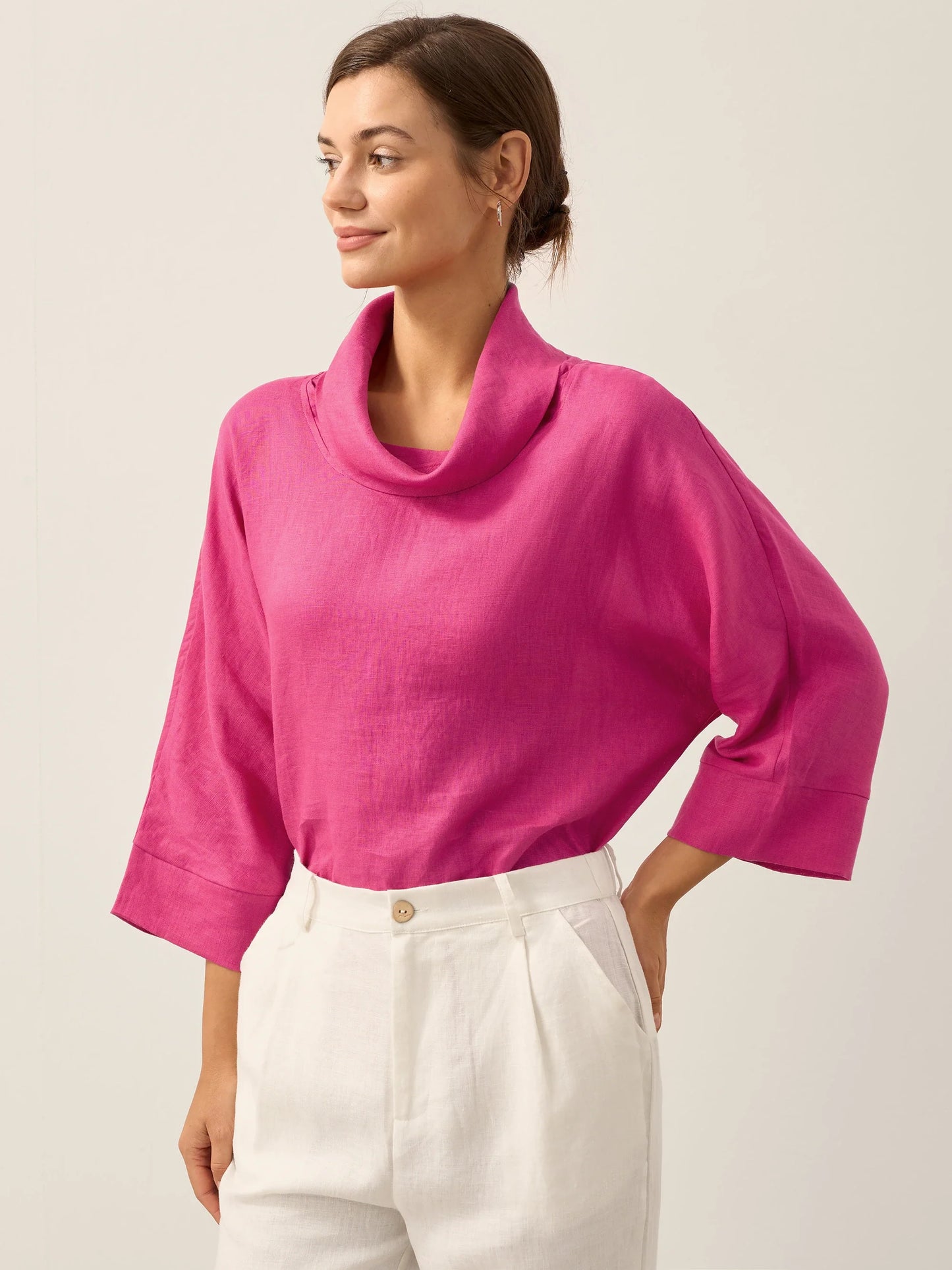 TRISTAN Dropped Collar Long-Sleeve Top