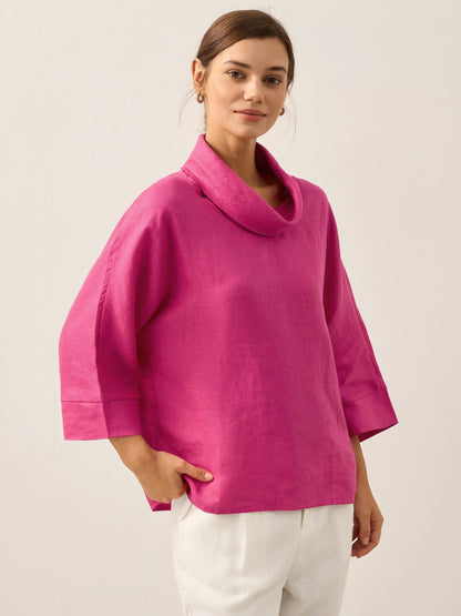 TRISTAN Dropped Collar Long-Sleeve Top