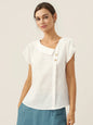 FARA Crescent Collar Flutter Sleeve Top