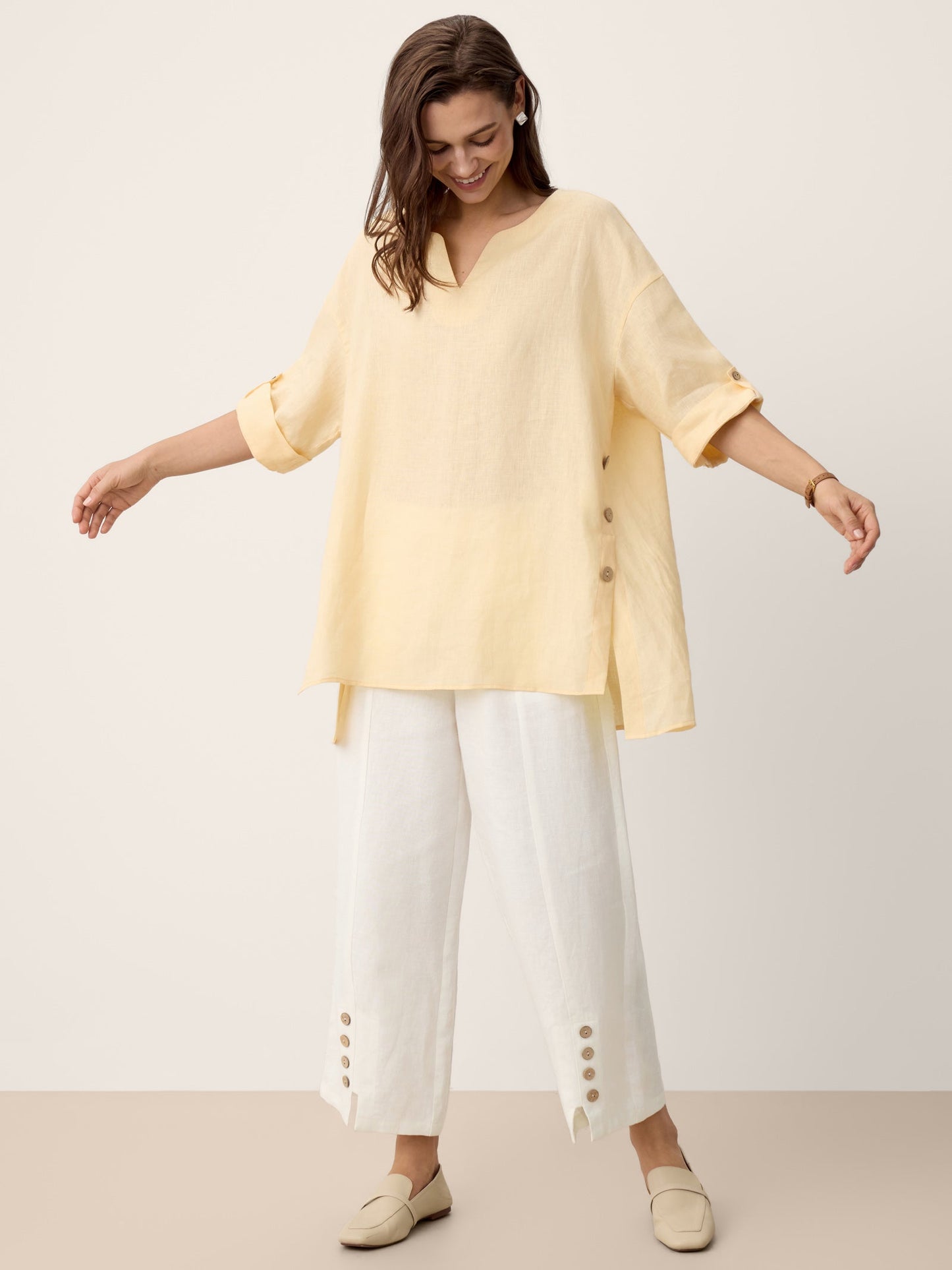 DAPHNEA Curved-Hem Oversized Top
