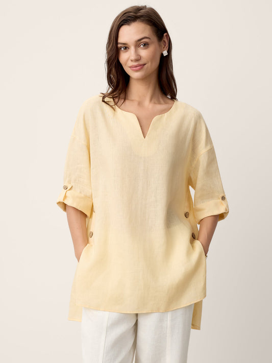 DAPHNEA Curved-Hem Oversized Top
