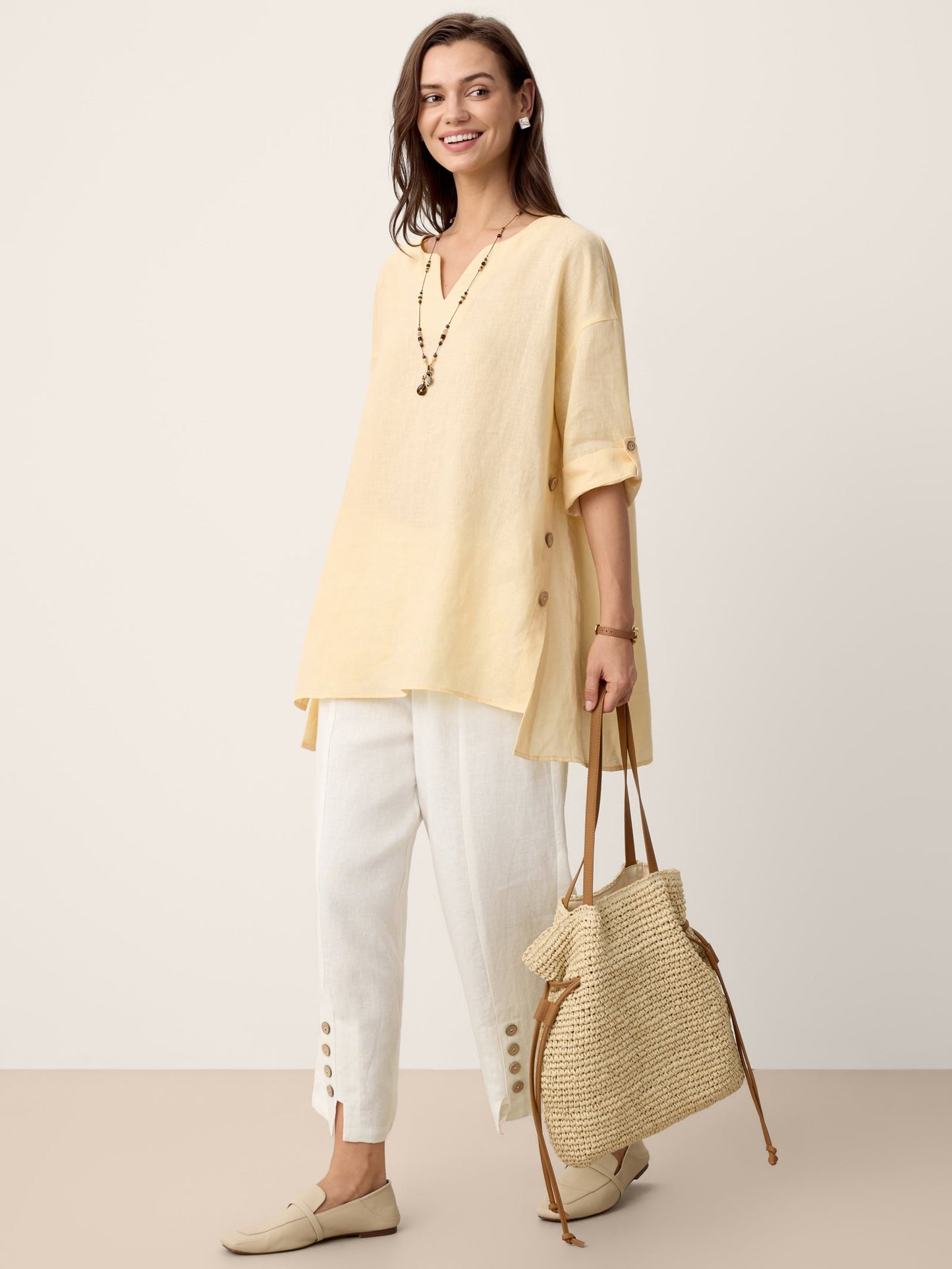 DAPHNEA Curved-Hem Oversized Top