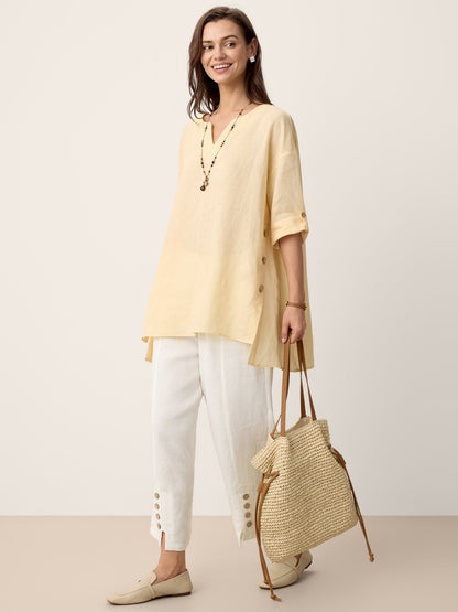 DAPHNEA Curved-Hem Oversized Top