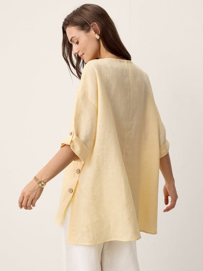 DAPHNEA Curved-Hem Oversized Top