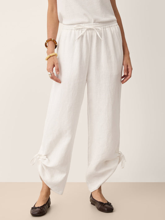 YSELINE Convertible Drawstring Hem Elasticated Waist Wide-Leg Pants