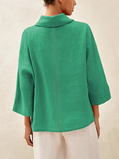 TRISTAN Dropped Collar Long-Sleeve Top