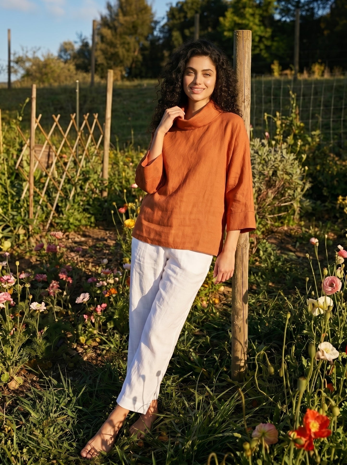 TRISTAN Dropped Collar Long-Sleeve Top