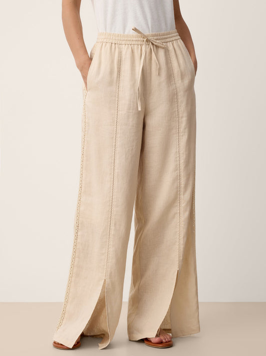 BRONTE Lace-Panel Split-Hem Pants