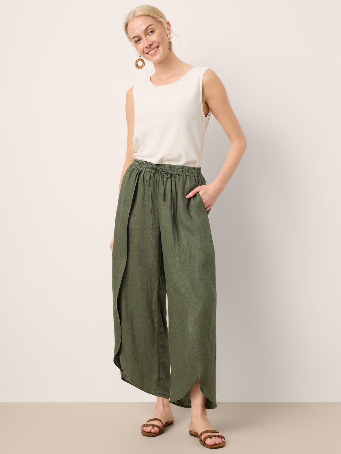 PEREGRINE Layered Slit Wide-Leg Drawstring Pants