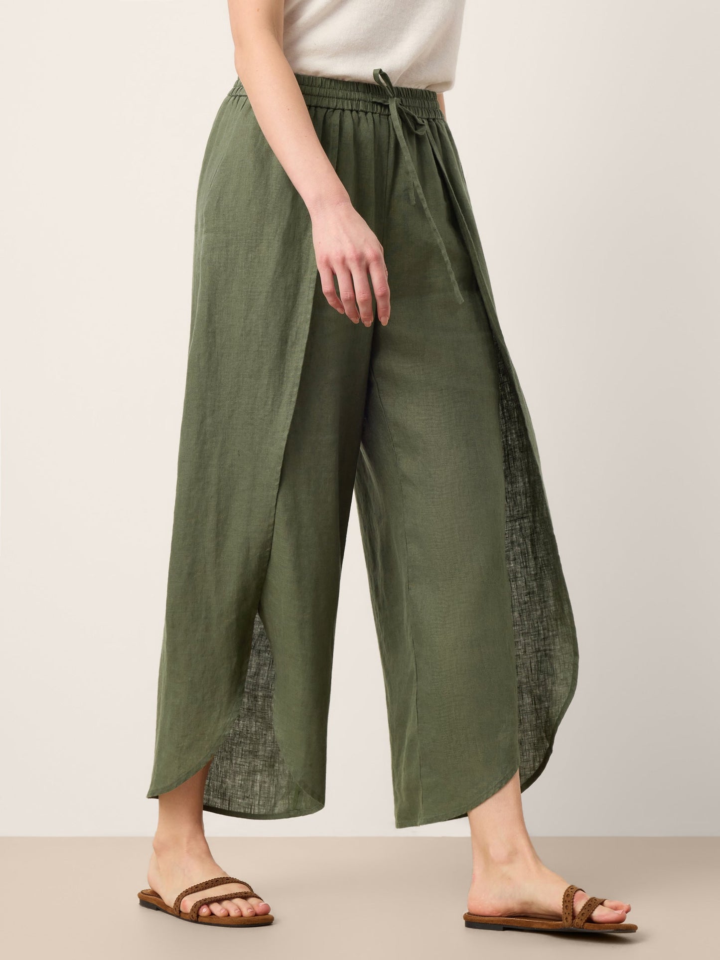 PEREGRINE Layered Slit Wide-Leg Drawstring Pants