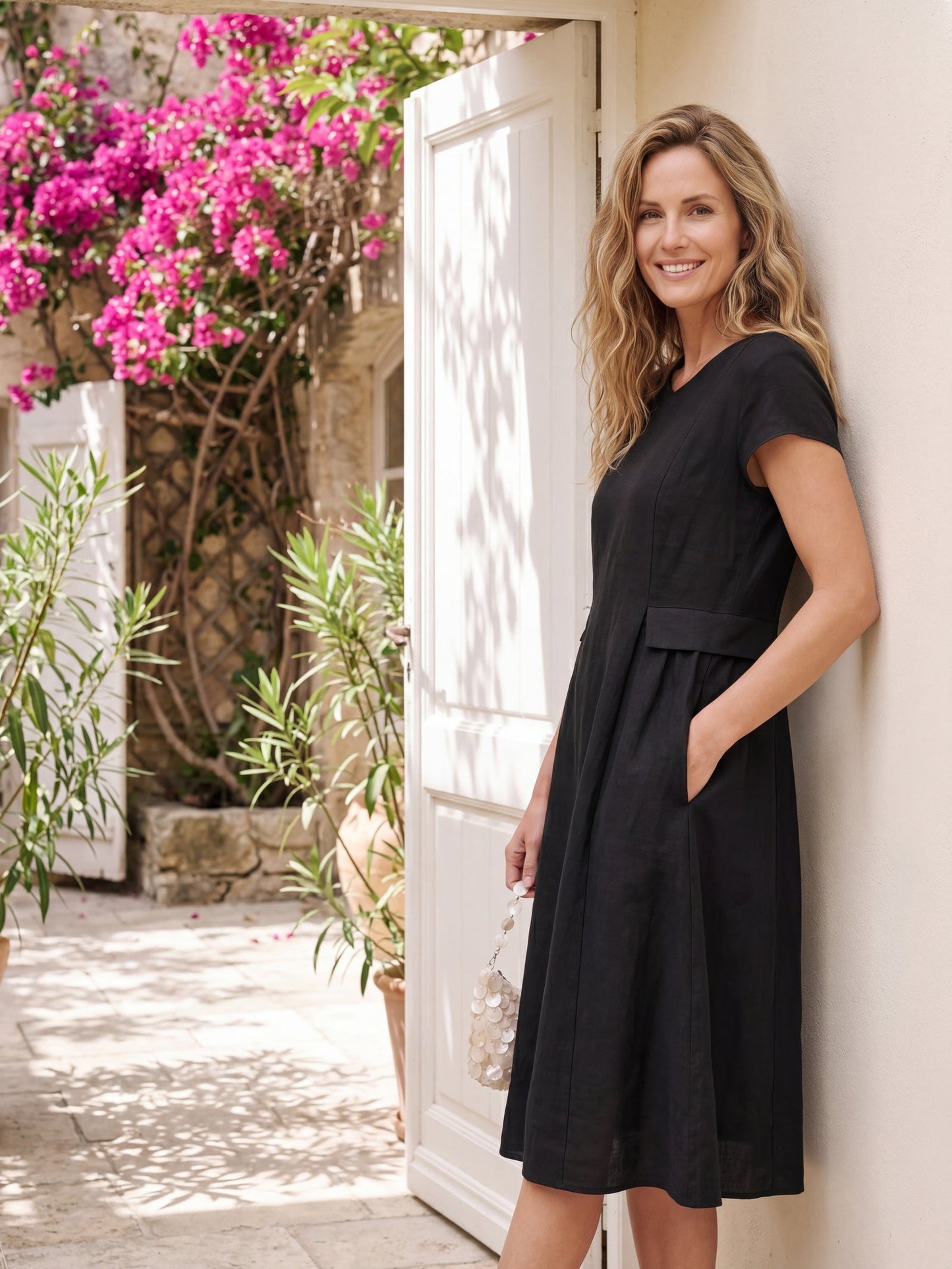 ALEXA Natural Summer V-Neck Dress