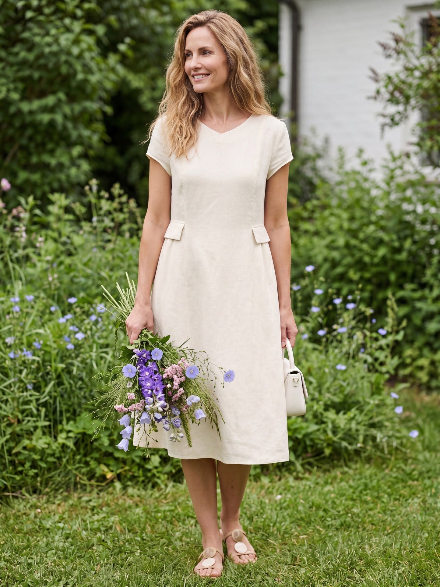 ALEXA Natural Summer V-Neck Dress