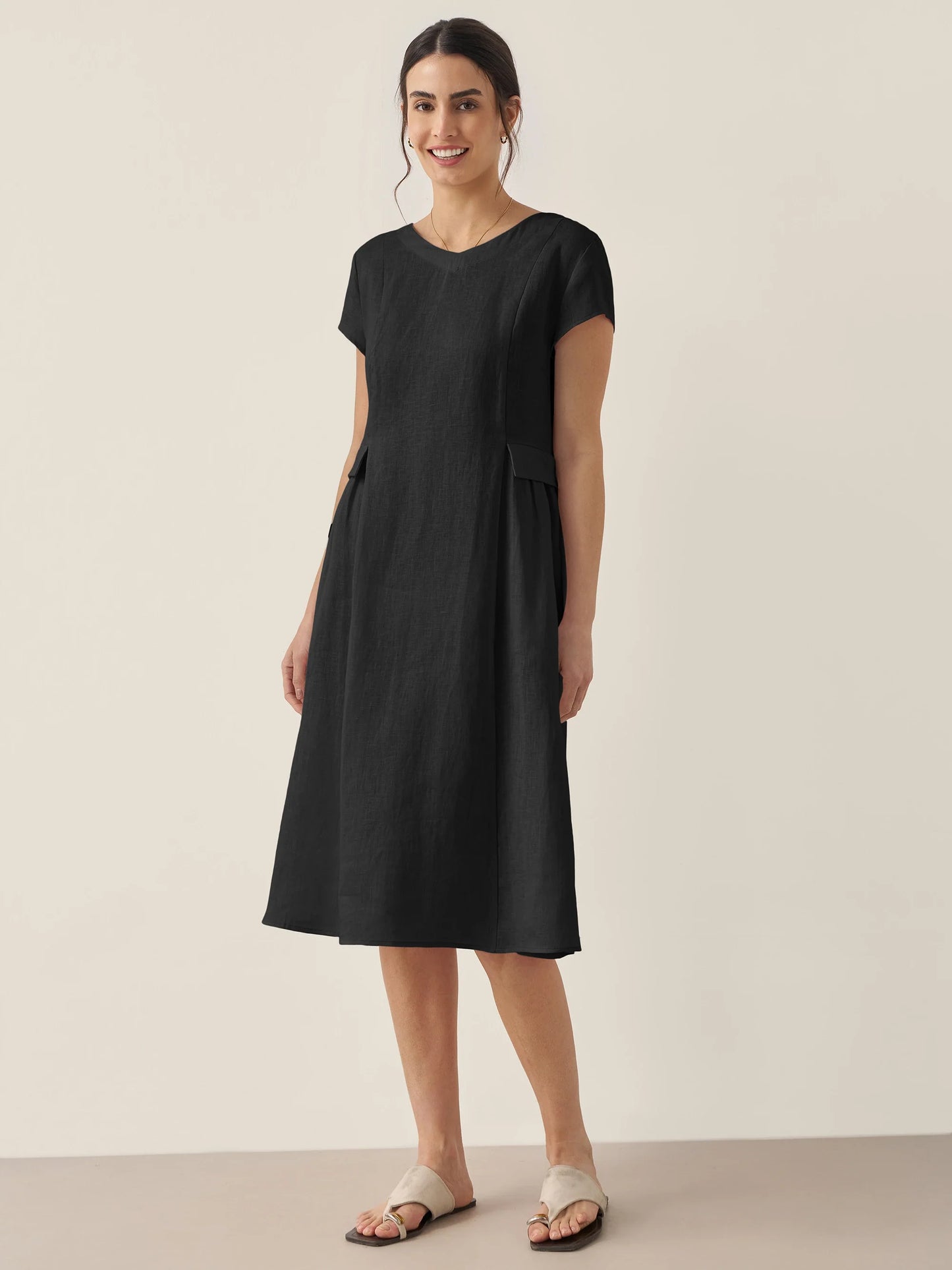 ALEXA Natural Summer V-Neck Dress