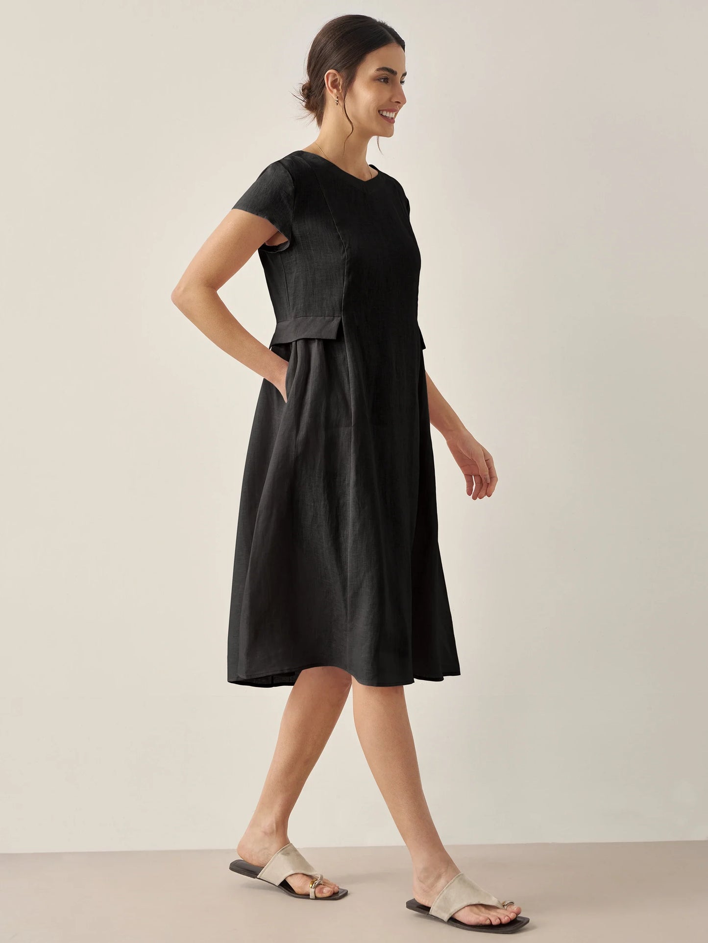ALEXA Natural Summer V-Neck Dress