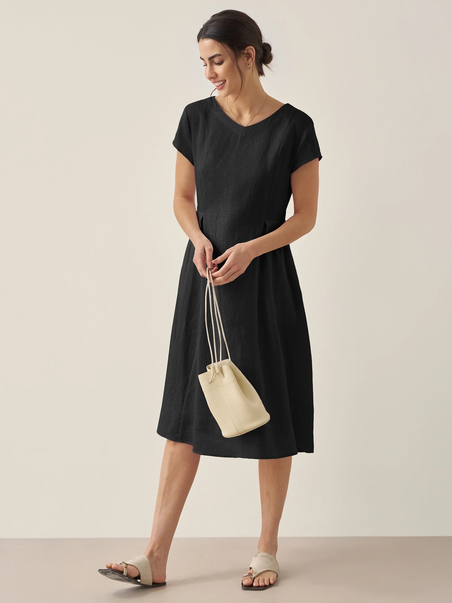 ALEXA Natural Summer V-Neck Dress