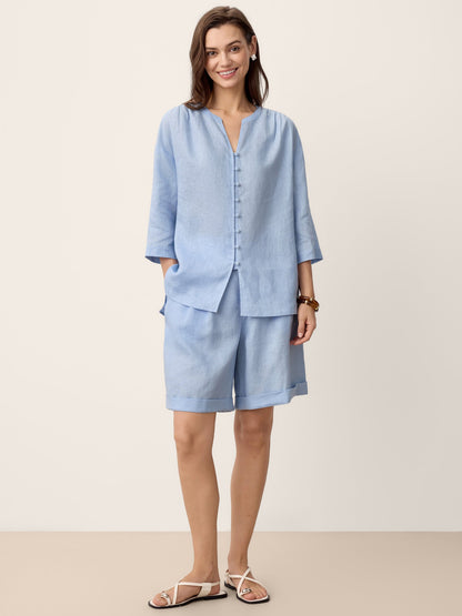 IRISSA Pleated Cuffed Shorts