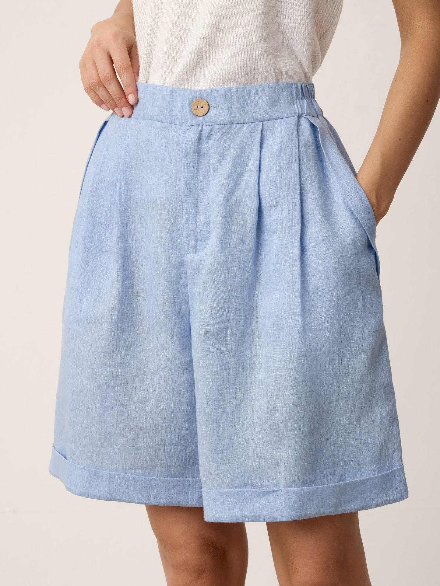 IRISSA Pleated Cuffed Shorts