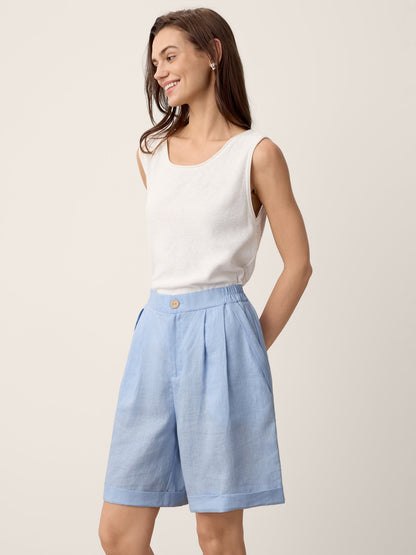 IRISSA Pleated Cuffed Shorts