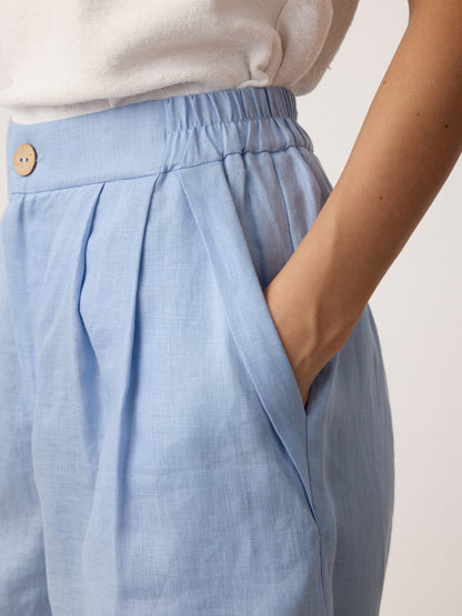 IRISSA Pleated Cuffed Shorts