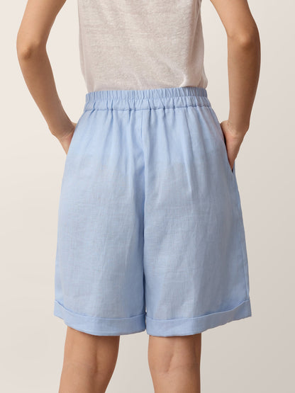 IRISSA Pleated Cuffed Shorts