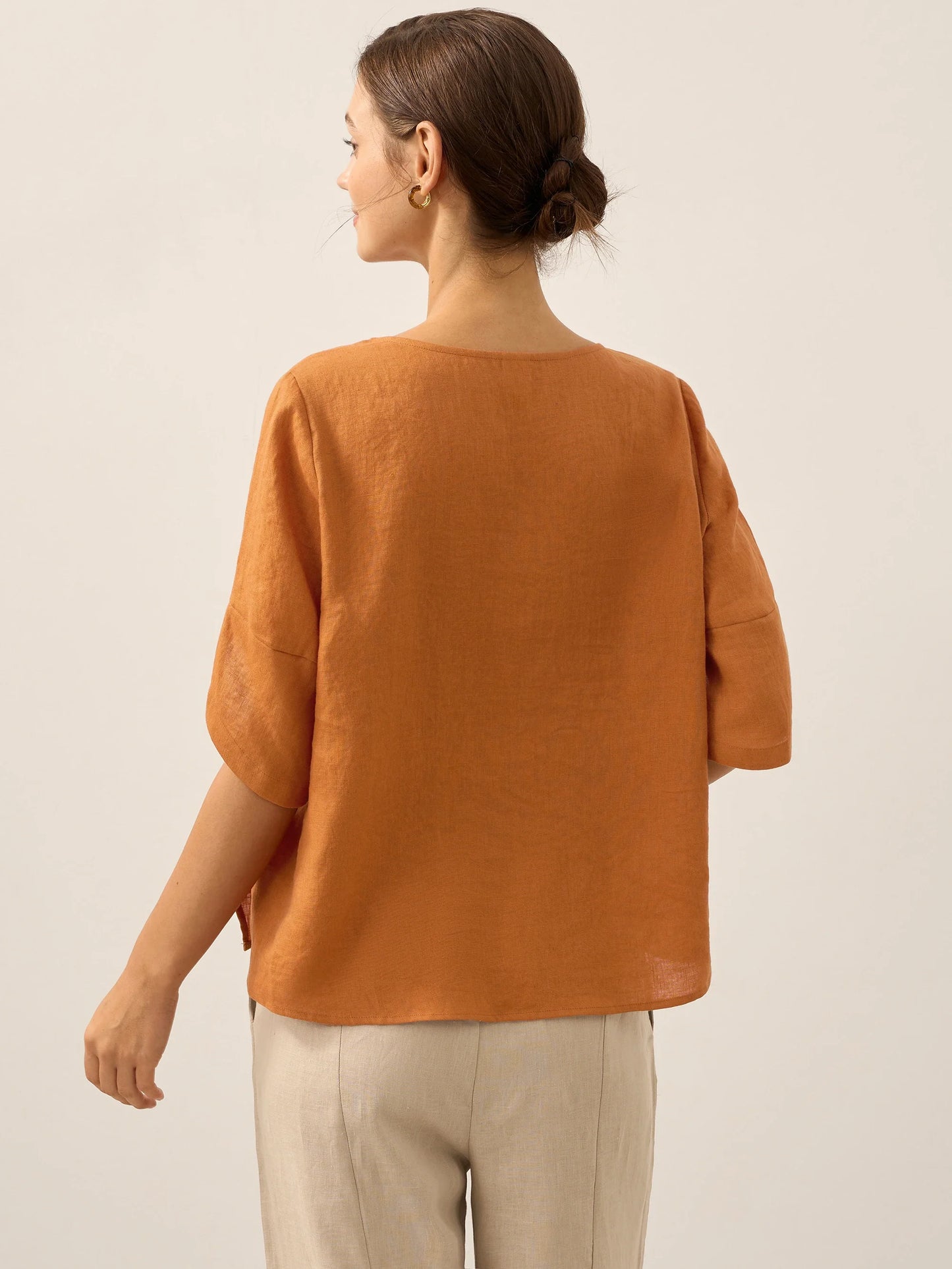 LAUREL Round Neck Petal-Sleeve Pullover