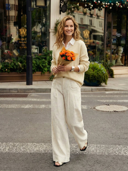 VERIDIANA Sculpted Pleat Elasticated Back Relaxed Pants