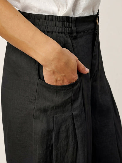VERIDIANA Sculpted Pleat Elasticated Back Relaxed Pants