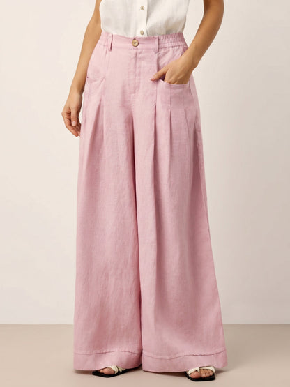VERIDIANA Sculpted Pleat Elasticated Back Relaxed Pants