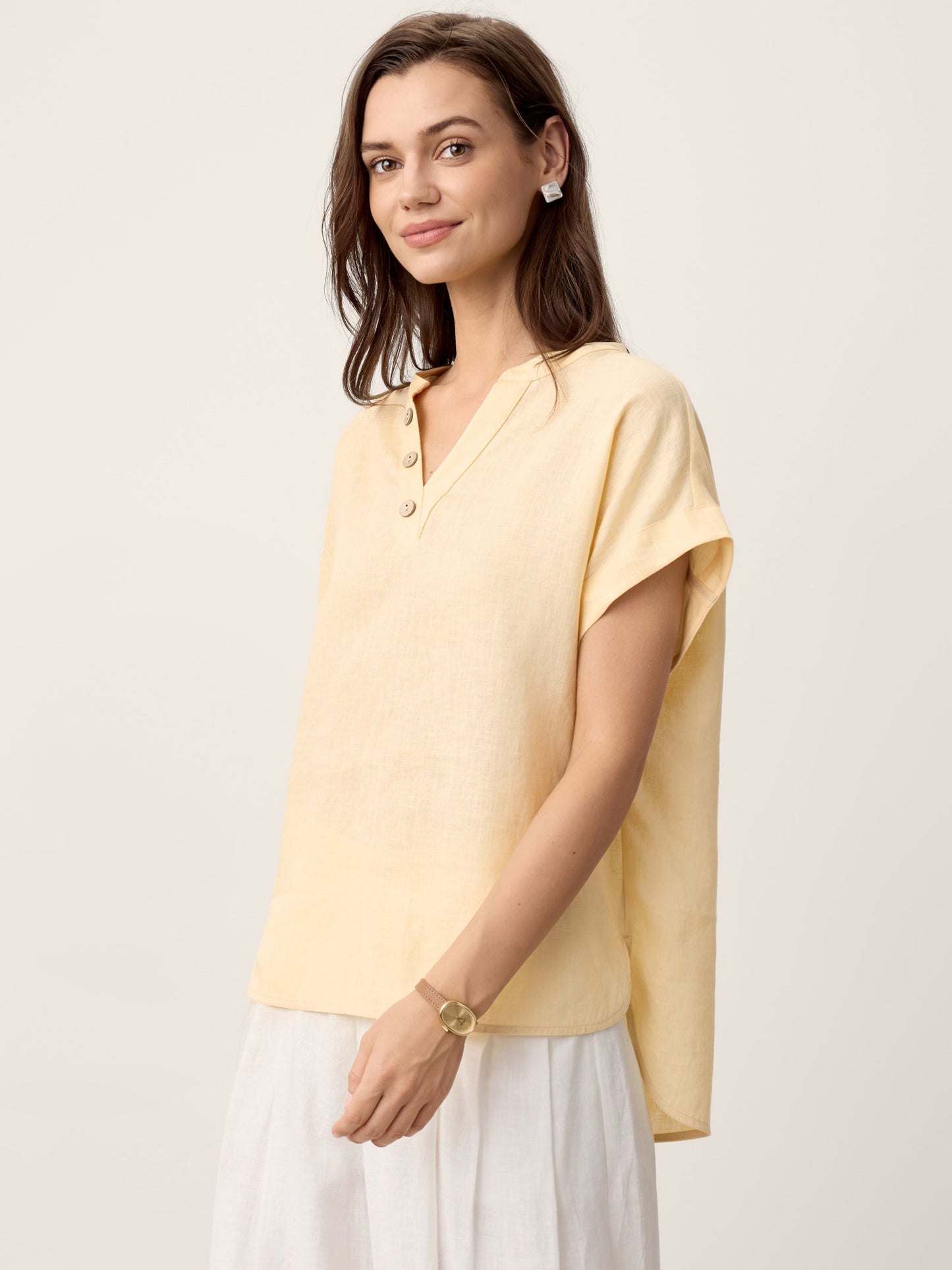 CRESSA Stand-Collar Curved-Hem Top