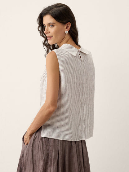 ESTHER Striped Diagonal Pleat Mock Neck Top