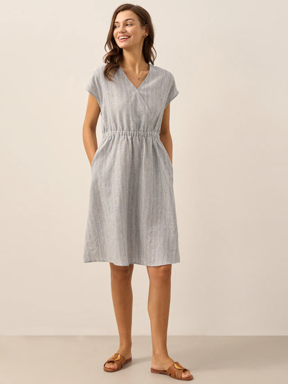 ARIA Striped Elastic-Waist Mini Dress