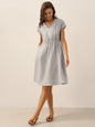 ARIA Striped Elastic-Waist Mini Dress