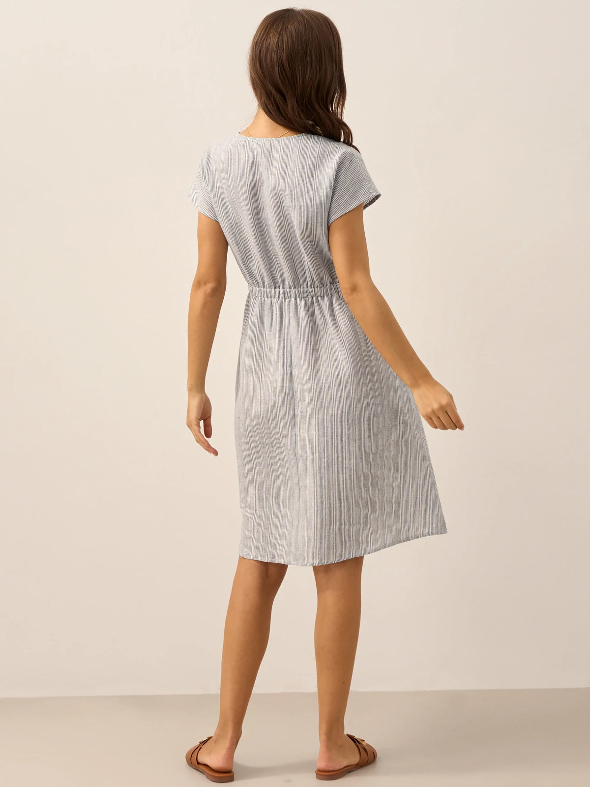 ARIA Striped Elastic-Waist Mini Dress