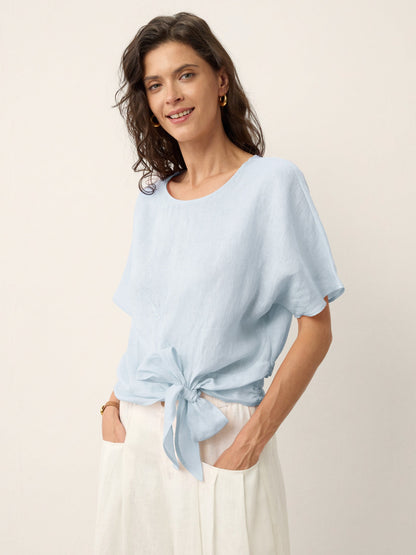 PAULA Tie Front Drop Shoulder Top